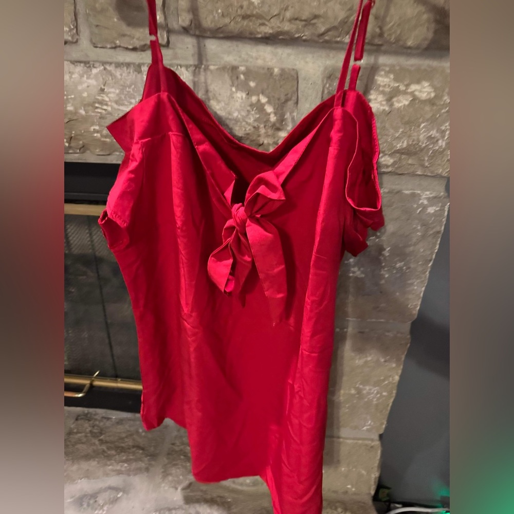 NEW - Red Cold Shoulder Knot Front blouse